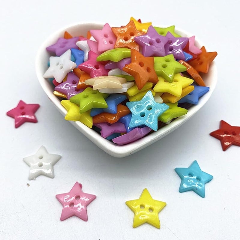 Beige 12mm Star Sewing Buttons 50 Pcs Resin Buttons For Clothing Crafts - Image 2